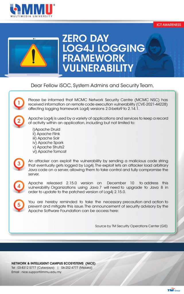 Zero Day Log4J Logging Framework Vulnerability – Network & Intelligent ...