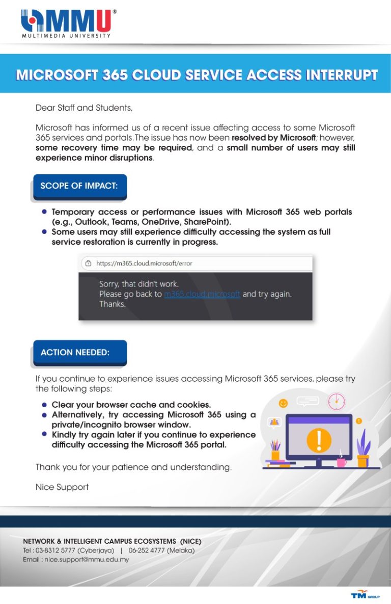 MICROSOFT 365 CLOUD SERVICE ACCESS INTERRUPT – Network & Intelligent ...